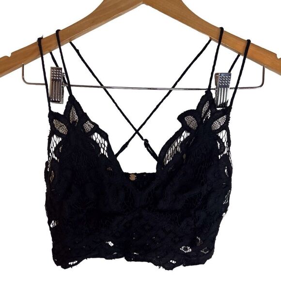 Intimately Free People Lace Bralette Black Embroidered Lace Size XS - Picture 1 of 11